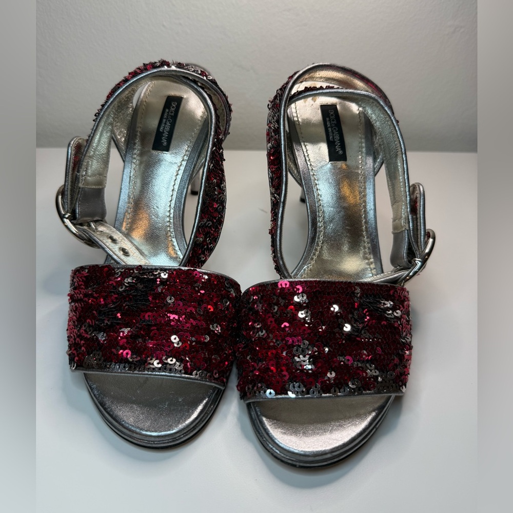 Dolce & Gabbana Sequin Ankle Strap Heels